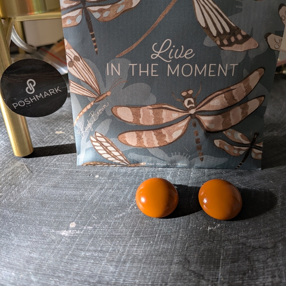 Vtg Orange Clip Earrings